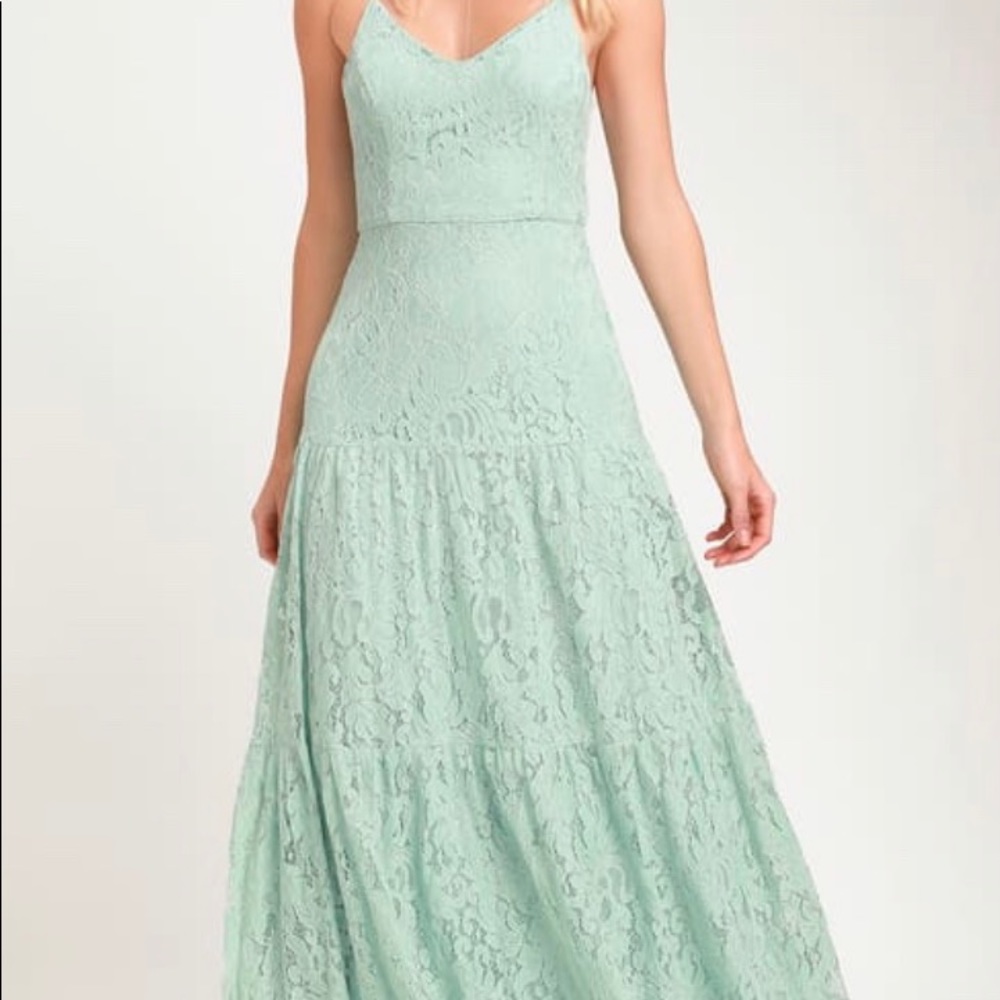 Lulu’s Green Lace Maxi Dress NWT XL